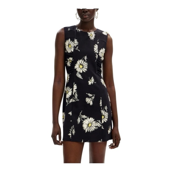 Desigual Black Daisy Floral Sleeveless Mini Dress NWOT - Picture 5 of 8